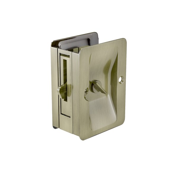 Richelieu 3 14inch 82 mm Pocket Door Privacy Pull  Rectangular, Antique Brass - 1701ABPSBC