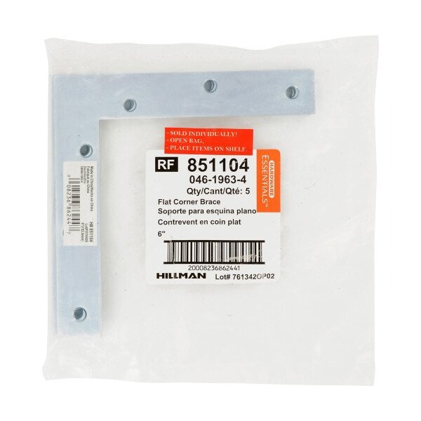 Hillman 6 x 1 in Zinc Plated Flat Corner Iron 5PK - 851104