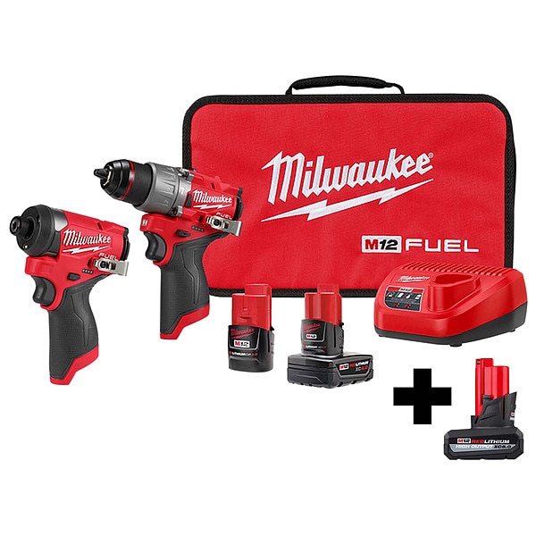 Milwaukee Tool M12 FUEL 2-Tool Kit w M12 5.0 Battery - 3497-22, 48-11-2450