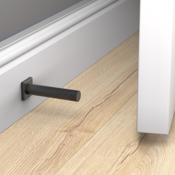 National Hardware National Hardware Reed 1 in. W X 3 in. L Aluminum Matte Black Door Stop Mounts to wall Carded in. - N830-526