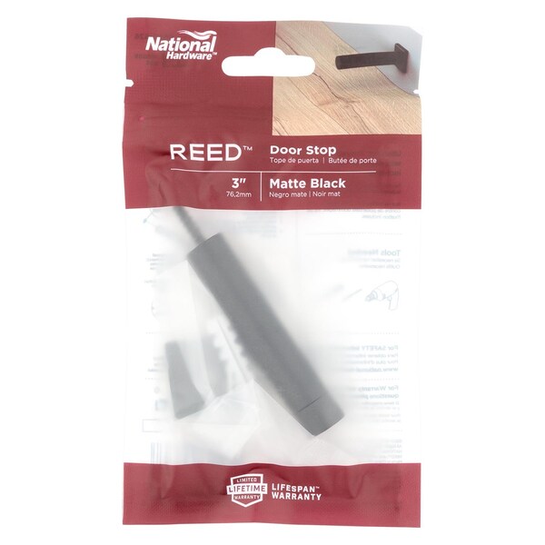 National Hardware National Hardware Reed 1 in. W X 3 in. L Aluminum Matte Black Door Stop Mounts to wall Carded in. - N830-526