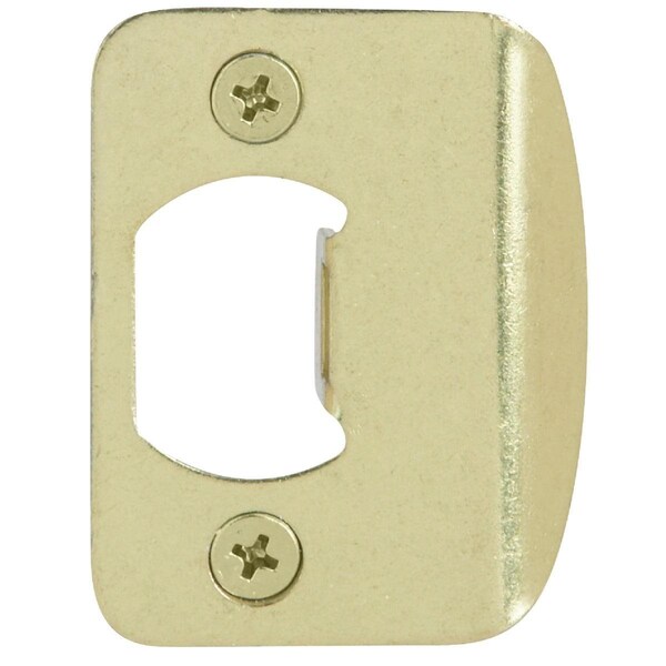 Kwikset Polished Brass Radius Strike Plate - 3796-3