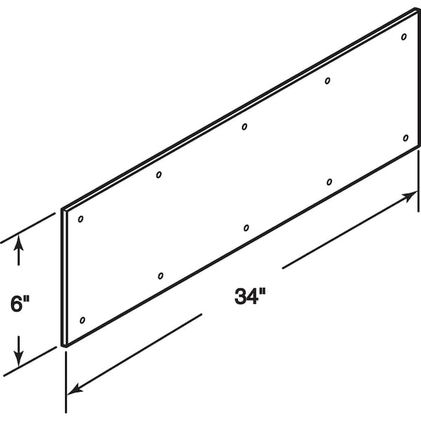 Prime-Line 6 x 34 in., Aluminum, Door Kick, Polished Brass Plated Single Pack - J 4703