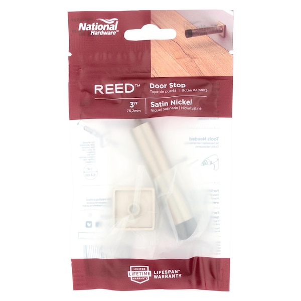 National Hardware National Hardware Reed 1 in. W X 3 in. L Aluminum Satin Nickel Door Stop Mounts to door and wall - N830-527