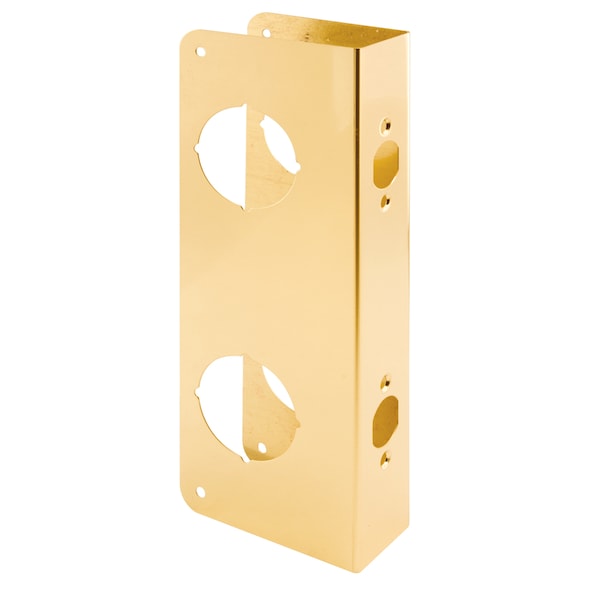 Prime-Line Brass Lock and Door Reinforcement Plate for 1-3/8 In. Thick Doors, Brass Finish Single Pack - U 9537