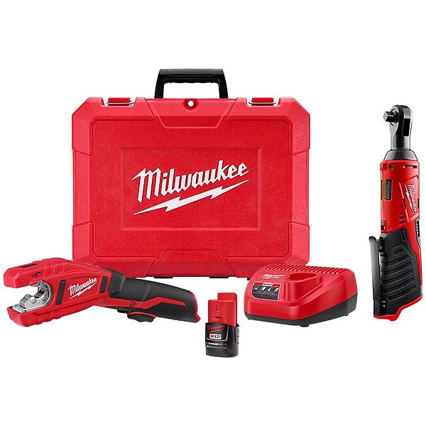 Milwaukee Tool M12 Copper Tubing Kit + M12 3/8" Ratchet - 2471-21, 2457-20