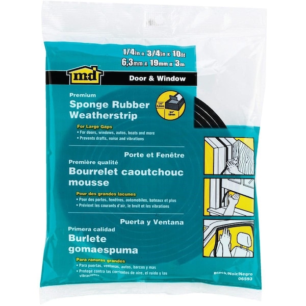 M-D Building Products 1/4in. 3/4in. 10' Auto & Marine Weatherstrip - 06593