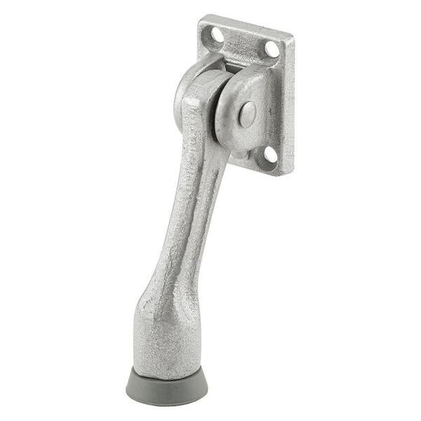 Primeline Tools Door Holder, 4 in. Drop Down, Cast Iron, Aluminum Painted Color, Gray Rubber (Single Pack) - MP4551