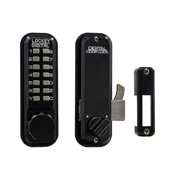Lockey Usa Mechanical Keyless Surface Mount Hook Bolt, 2500, Jet Black - 2500JBMG