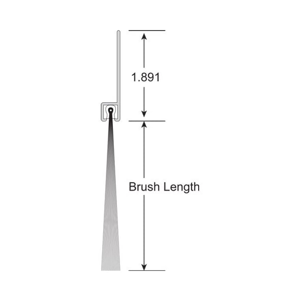 American Garage Door Supply Brushseal, SD, Nylon, 2-in Straight Holder, 2-in Brush, 94-in. - BNS22-94