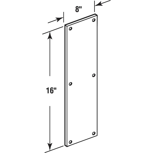 Prime-Line Push Plate, 8 x 16 in., 630 Stainless Steel Single Pack - J 4636