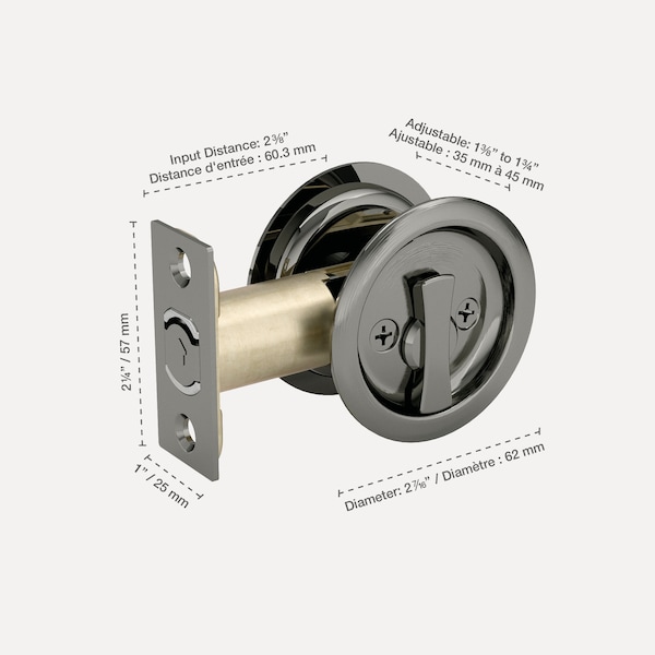 Richelieu 2 716inch 62 mm Round Pocket Door Privacy Pull, Antique Nickel - 17RAN42