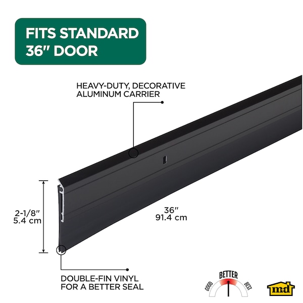 M-D Building Products 36 in. Black Aluminum and Vinyl Heavy-duty Screw-on Door Sweep - 11820