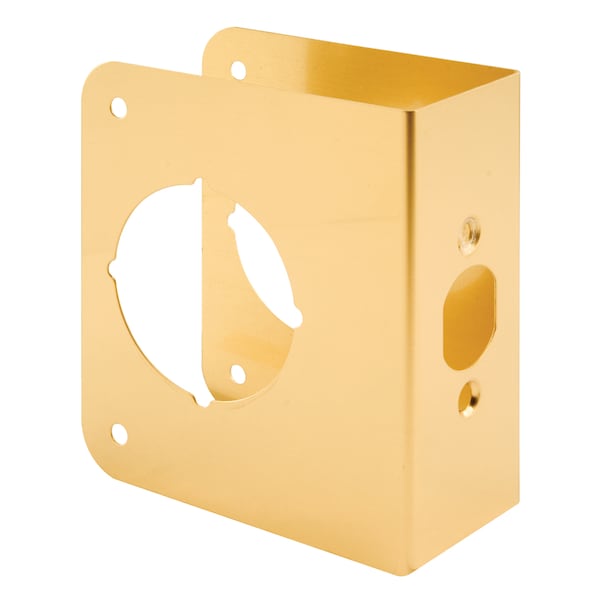 Prime-Line Brass Lock and Door Reinforcement Plate for 1-3/4 In. Thick Doors, Brass Finish Single Pack - U 9558