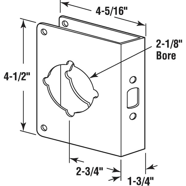 Prime-Line Brass Lock and Door Reinforcement Plate for 1-3/4 In. Thick Doors, Brass Finish Single Pack - U 9558