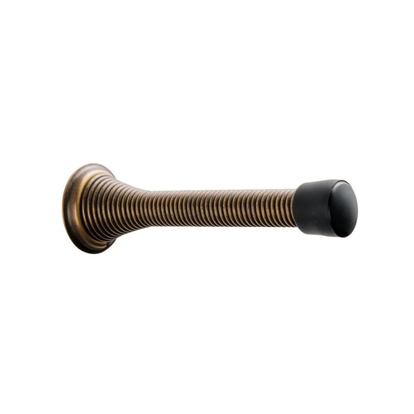 Pamex 3-1/8in Heavy Duty Spring Door Stop Antique Brass Finish - DD0231AB