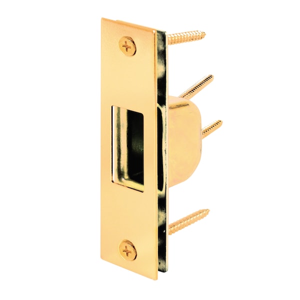 Prime-Line 4-7/8 in. Steel Brass Plated Armored Security Box Strike Plate for Hinged Doors Single Pack - U 9539