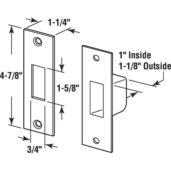 Prime-Line 4-7/8 in. Steel Brass Plated Armored Security Box Strike Plate for Hinged Doors Single Pack - U 9539