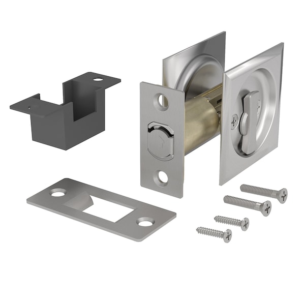 Richelieu 2 716inch 62 mm Square Pocket Door Privacy Pull, Brushed Nickel - 17SNB42