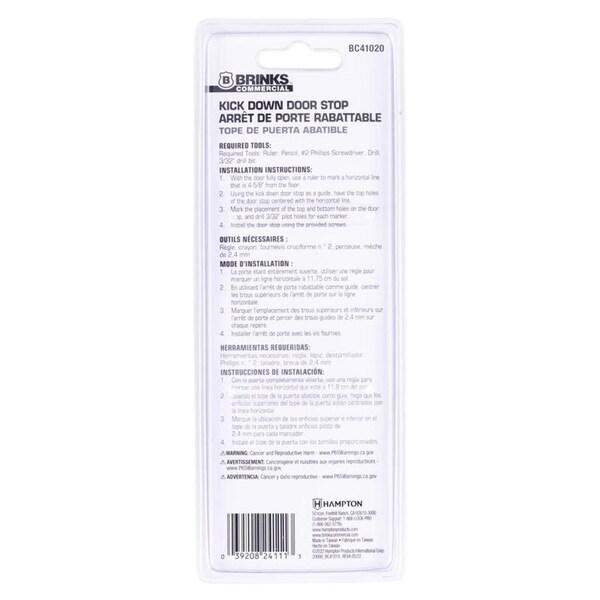Brinks Commercial Brinks Commercial Steel Matte Brass/Black Kick-Down Door Holder Mounts to door 1 in. - BC41020