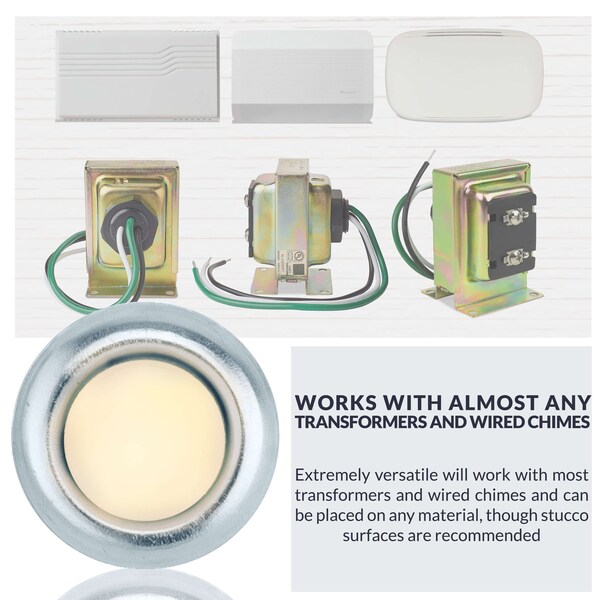 Newhouse Hardware Round Lighted Wired Replacement Door Chime Push Button, Silver Rim with White Center - FMBSL