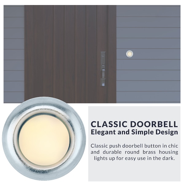 Newhouse Hardware Round Lighted Wired Replacement Door Chime Push Button, Silver Rim with White Center - FMBSL