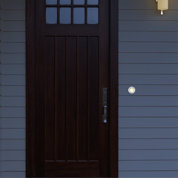 Newhouse Hardware Round Lighted Wired Replacement Door Chime Push Button, Silver Rim with White Center - FMBSL
