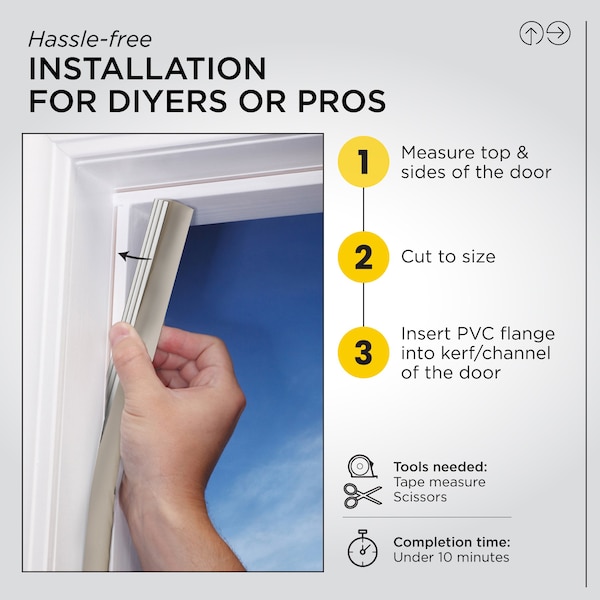 M-D Building Products 81 in. Beige Vinyl-coated Foam Top and Sides Door Seal for Doors with Kerf/Channel - 91800