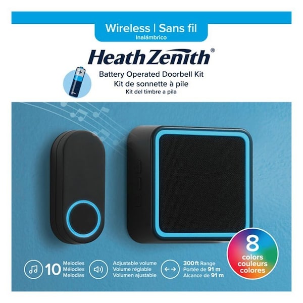 Heath-Zenith globe Doorbell Kit, Wireless, 4.5 V, 85 dB, Black - 18000151