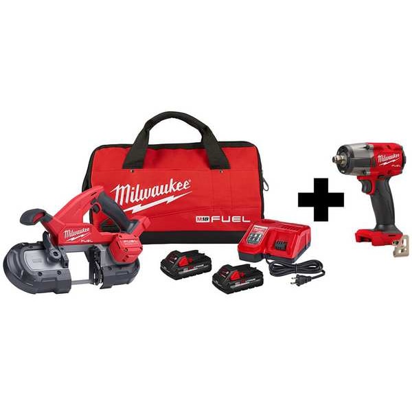Milwaukee Tool M18 Band Saw Kit and 1/2" Impact Wrench - 2829-22, 2962-20