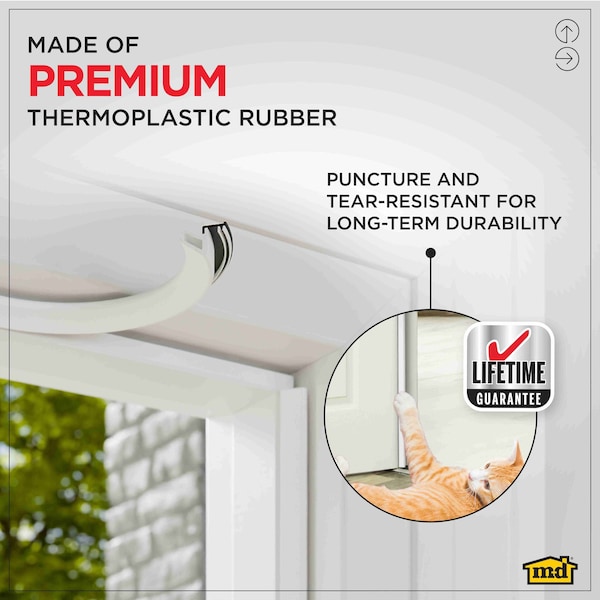 M-D Building Products 84 in. White Premium Rubber PLATINUM Top and Sides Door Seal for Doors with Kerf/Channel - 91890