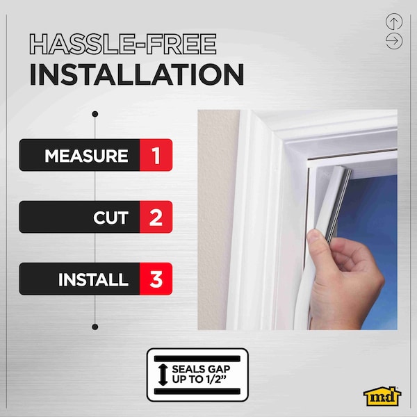 M-D Building Products 84 in. White Premium Rubber PLATINUM Top and Sides Door Seal for Doors with Kerf/Channel - 91890