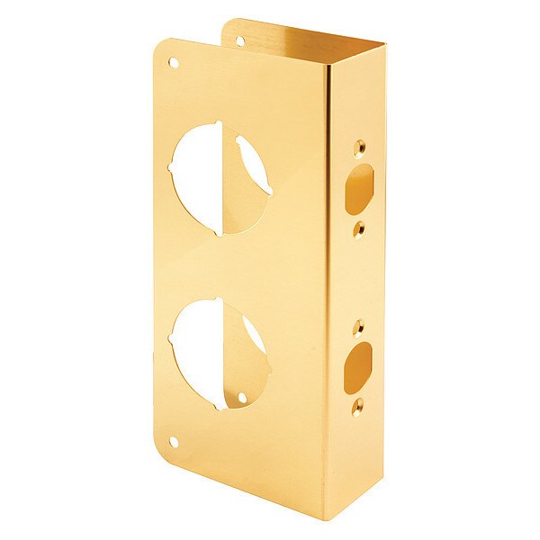 Primeline Tools Lock and Door Reinforcer, 1-3/4 in. x 2-3/8 in., Solid Brass, Polished Finish (Single Pack) - MP9409