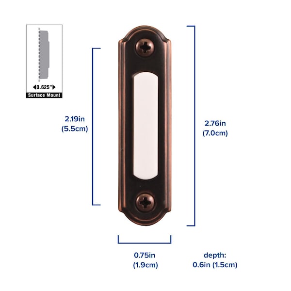 Heath-Zenith Heath Zenith Oil Rubbed Bronze Brown Metal Wired Pushbutton Doorbell - SL-557-00