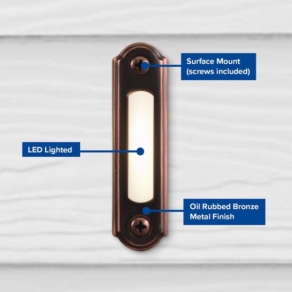 Heath-Zenith Heath Zenith Oil Rubbed Bronze Brown Metal Wired Pushbutton Doorbell - SL-557-00