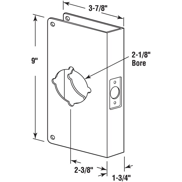 Prime-Line Brass Lock and Door Reinforcement Plate for 1-3/4 In. Thick Doors, Brass Finish (Single Pack) - U 9541