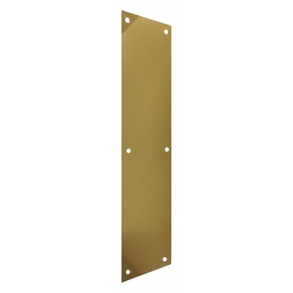 Zoro Select Door Push Plate, Brass, Polished, 4" W - 18-416P-605