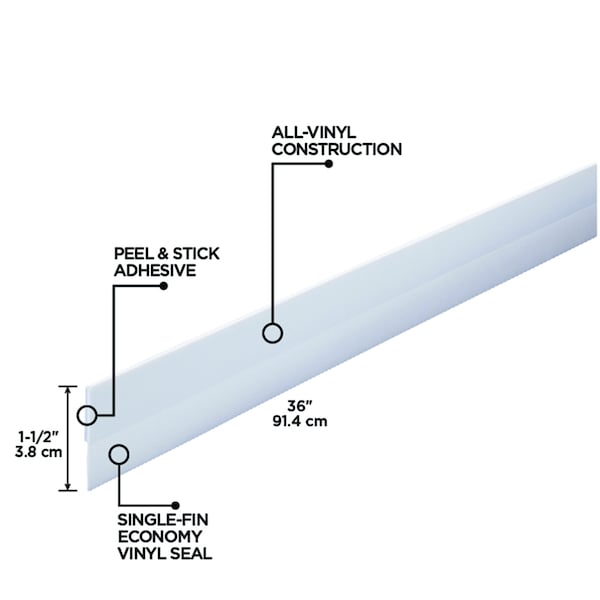 M-D Building Products 36 in. White Vinyl Economy Self-adhesive Door Sweep - 05587