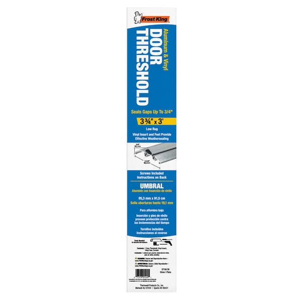 Frost King Frost King 0.75 in. H X 3.75 in. W X 36 in. L Aluminum/Vinyl Threshold Silver - DT36/36A
