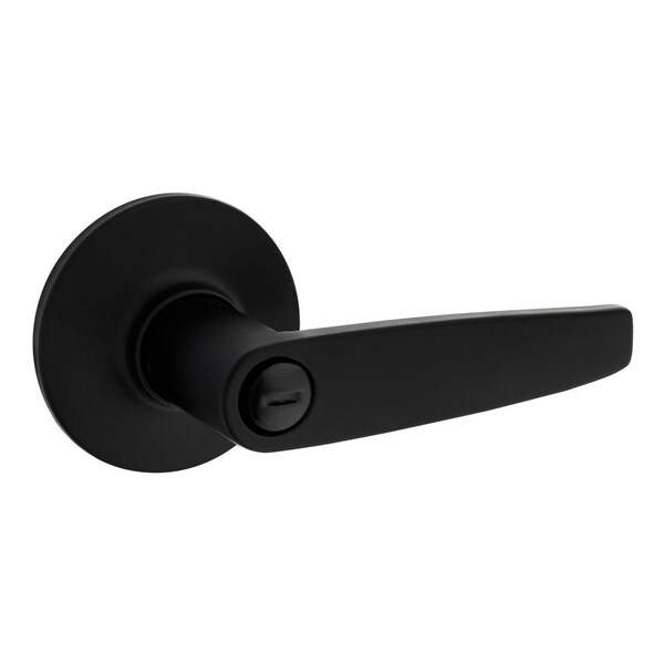 Safelock Winston Lever Round Rose Push Button Privacy Lock with RCAL Latch and RCS Strike Matte Black Finish - SL4000WI-514