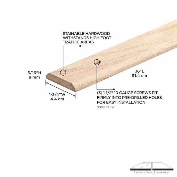 M-D Building Products 1-3/4 In. X 36 In. Unfinished Hardwood Seam Binder w/ Screws - 85621