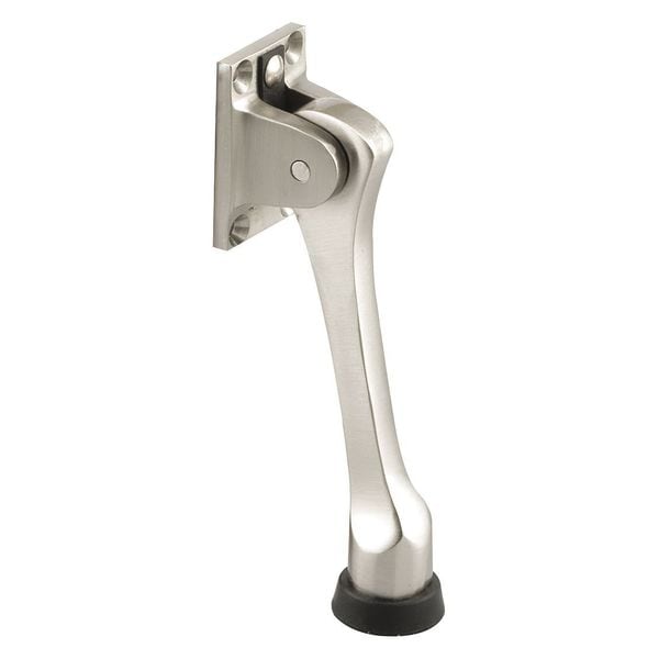 Primeline Tools Door Holder, 4-3/4 in. Reach, Heavy Cast Brass, Satin Nickel, Black (Single Pack) - MP4849