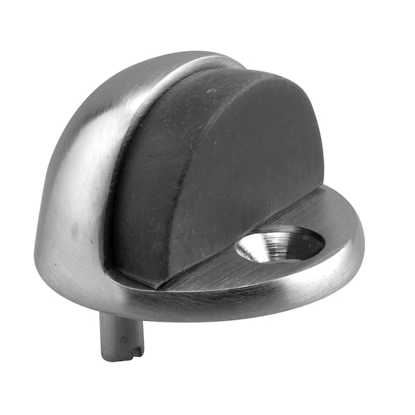 Prime-Line Door Stop, 1 in. Reach, Cast Brass, Brushed Chrome Finish, Floor Mount Single Pack - 658-1025
