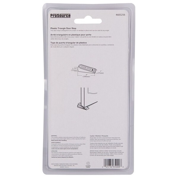 Prosource Door Stop, 1 in W x 4 in L x-1/4 in H Projection, Rubber, Clear - FE-50932-PS