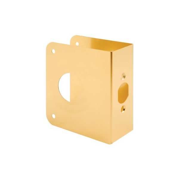 Prime-Line Brass Lock and Door Reinforcement Plate for 1-3/4 In. Thick Doors, Brass Finish (Single Pack) - U 9565