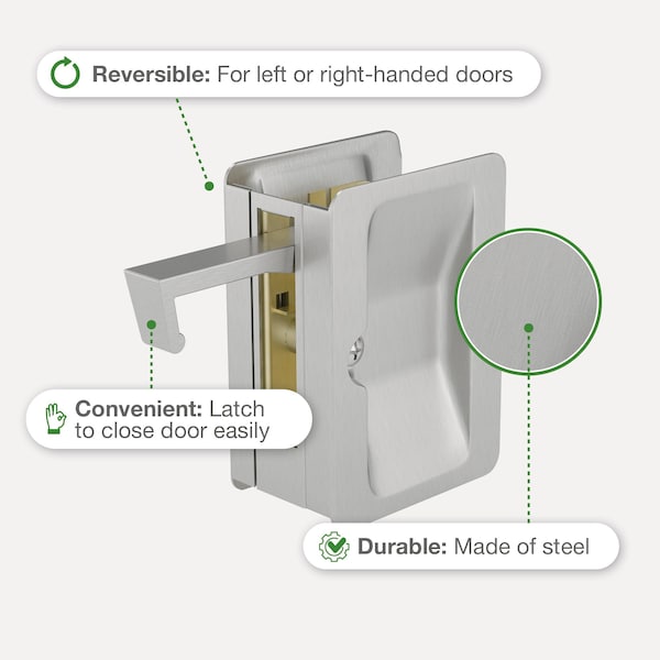 Richelieu 3 14inch 82 mm x 2 14inch 58 mm Rectangular Pocket Door Passage Pull, Brushed Nickel - 1700NBPSBC
