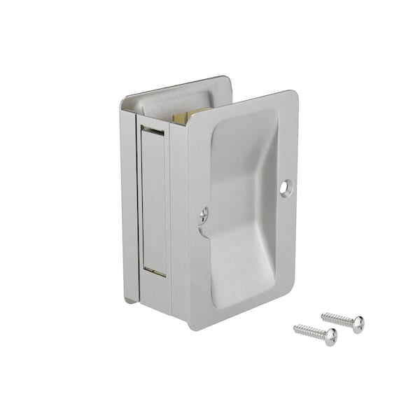 Richelieu 3 14inch 82 mm x 2 14inch 58 mm Rectangular Pocket Door Passage Pull, Brushed Nickel - 1700NBPSBC