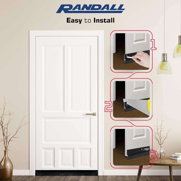 Randall 7' Black Aluminum Brush Door Sweep For Gap Up To 1" - 7 FT BS-100-BLK