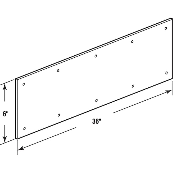 Prime-Line Kick Plate, 6 x 36 in., Satin Aluminum Single Pack - J 4753