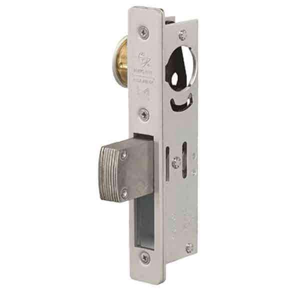 Adams Rite AdamsRite: MS Deadlock, Flat Faceplate, 1-1/8" Backset, Straight Bolt, Aluminum - ADR-MS1850S-310-628